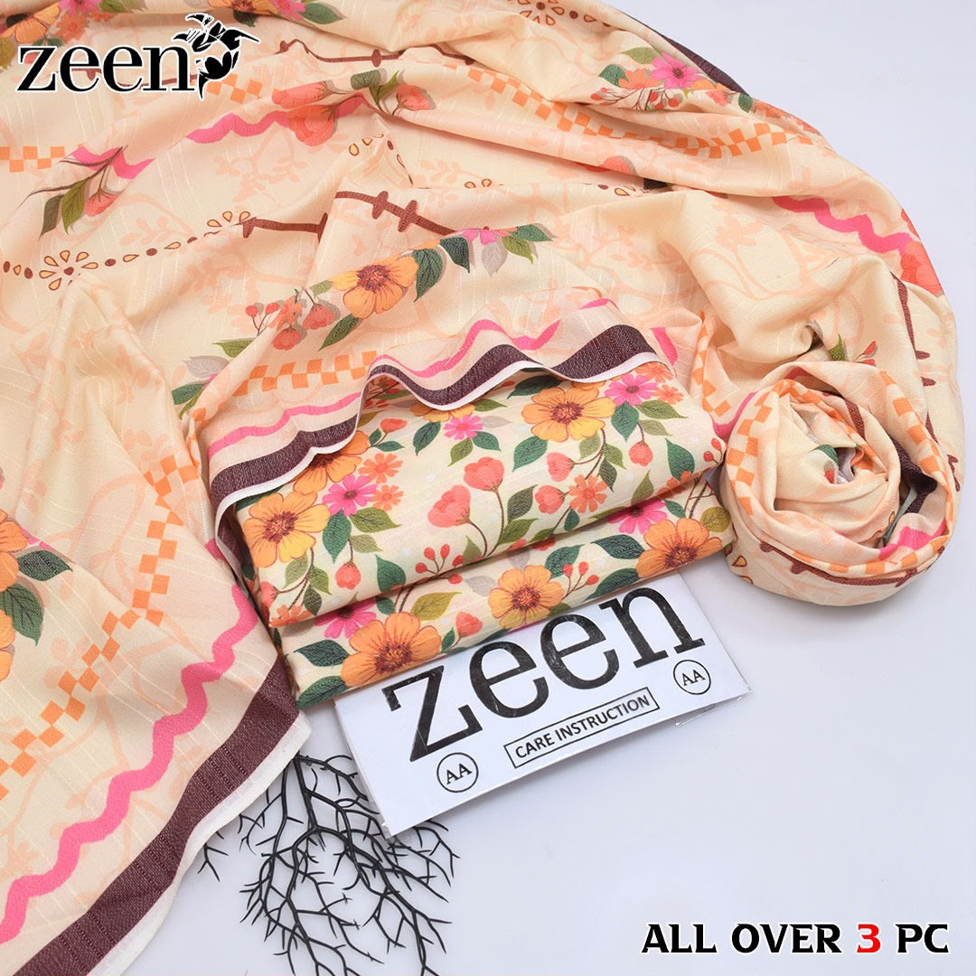 Zeen Printed Dhanak Unstitched 3Piece D-004