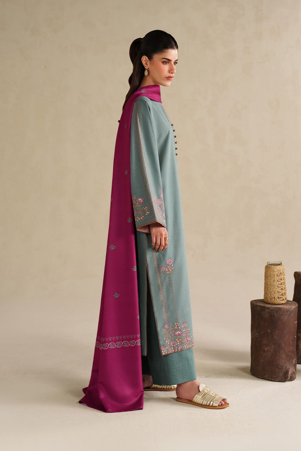Blossom 3Piece Dhanak Embroidered D-005