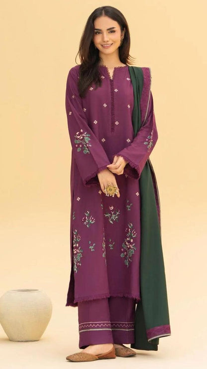 Blossom 3Piece Dhanak Embroidered D-004