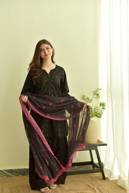 Blossom 3Piece Dhanak Embroidered D-008