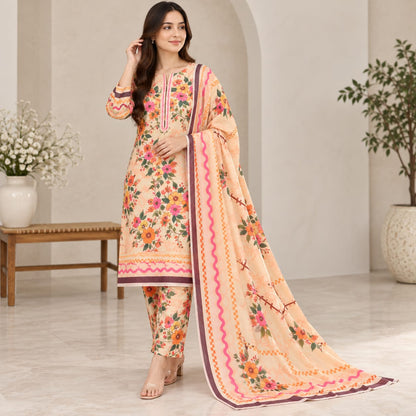Zeen Printed Dhanak Unstitched 3Piece D-004