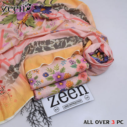 Zeen Printed Dhanak Unstitched 3Piece D-005
