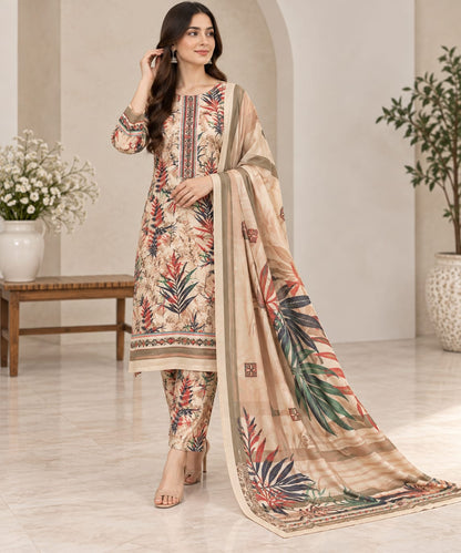 Zeen Printed Dhanak Unstitched 3Piece D-010