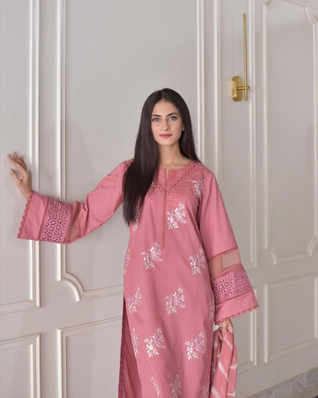 Blossom 3Piece Dhanak Embroidered D-001