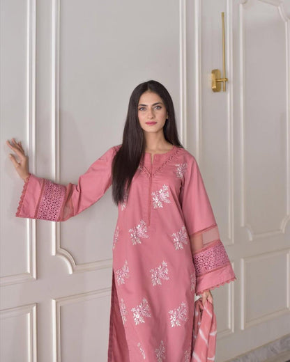 Blossom 3Piece Dhanak Embroidered D-001
